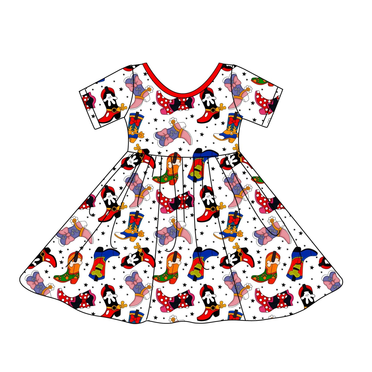 Character Cowgirl Bamboo Short Sleeve Twirl Dress