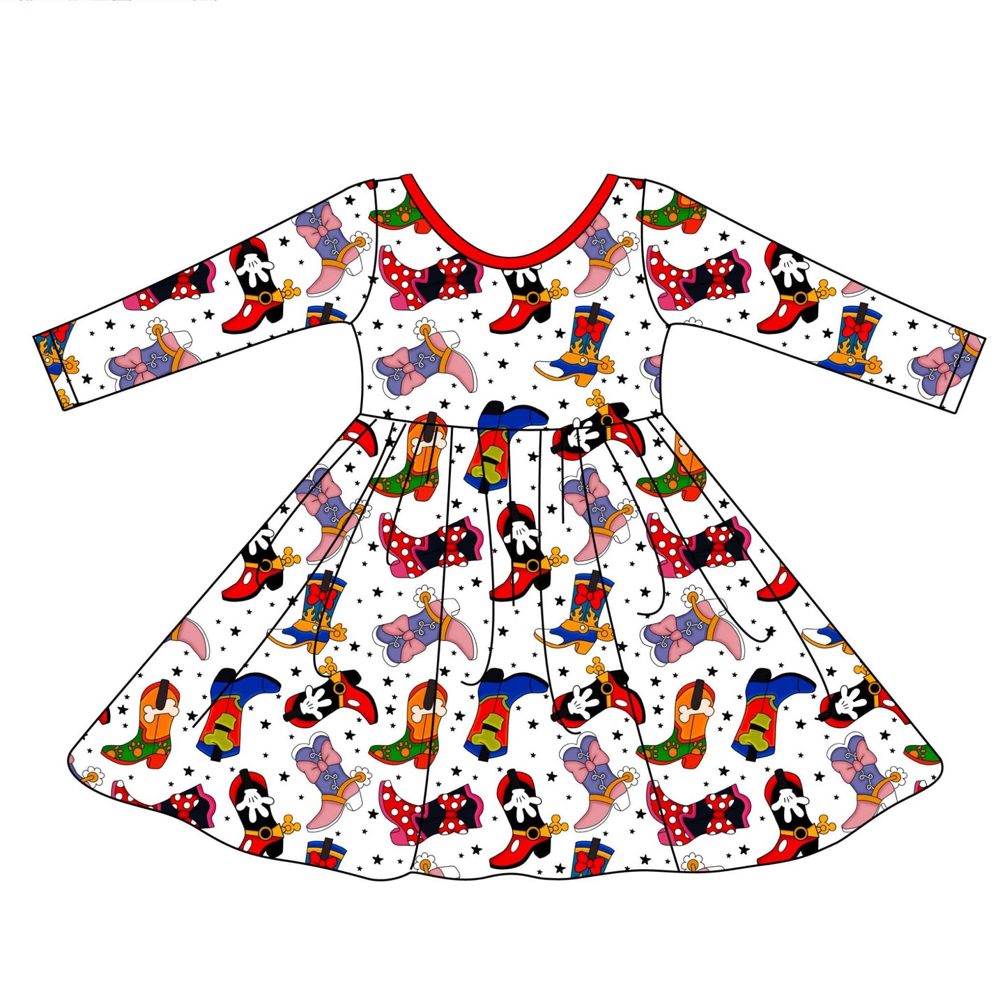Character Cowgirl Bamboo Long Sleeve Twirl Dress