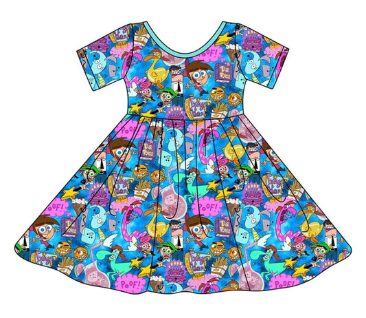 Odd Parents Bamboo Short Sleeve Twirl Dress